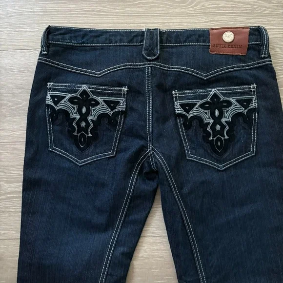 Antik Denim Womens Dark Blue Stretch Embellished Western Bootcut Jeans Size 31 - Picture 8 of 16